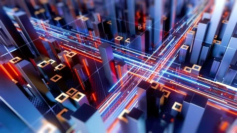 Connecting and moving big data in a digital city. Stock Footage 133652213