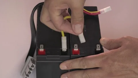 Connecting Batteries together for use in UPS (Uninterruptible Power Supply) Video stock 79792529