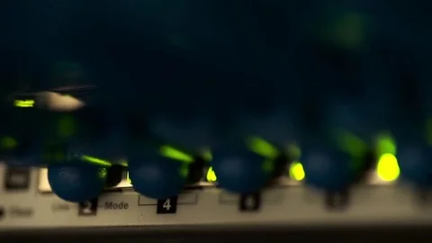 Connecting Cable And The LED Lights Blinks. The Internet Server And Server of Video stock 73051973
