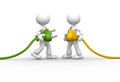 Connecting a cable. Illustrazione stock