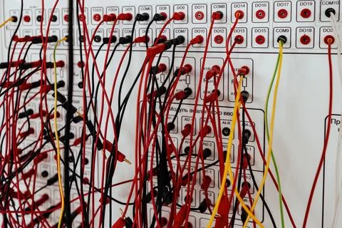 Connecting of cables, close up Foto stock
