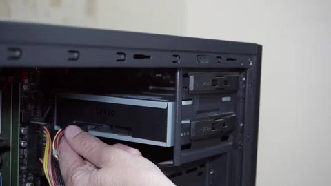 Connecting cables optical drive in a computer Stock Footage 308716767