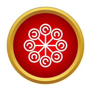 Connecting circles network icon on a red button 스톡 일러스트