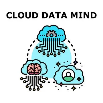 Connecting cloud data with artificial intelligence and user experience 스톡 일러스트