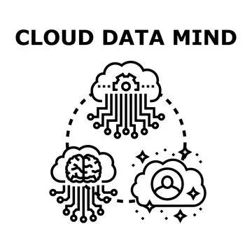 Connecting cloud data with artificial intelligence and user experience Stock Illustration