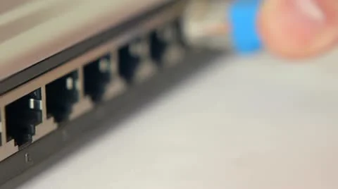 Connecting colored Ethernet cables. Stock Footage 21264520