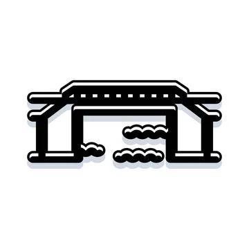 Connecting communities with a simple line art bridge icon Stock Illustration
