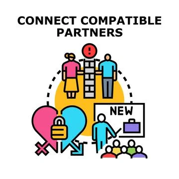 Connecting compatible partners concept vector illustration Stock Illustration