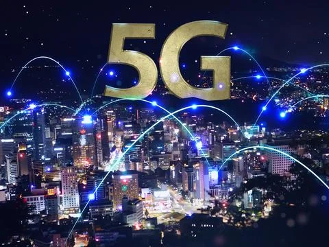 Connecting computer networks to modern cities in the future 스톡 사진