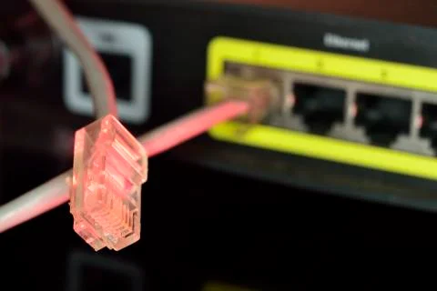 Connecting a computer to the router Stock Photos