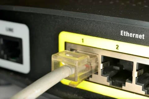 Connecting a computer to the router Foto stock