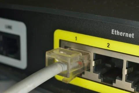 Connecting a computer to the router Foto stock
