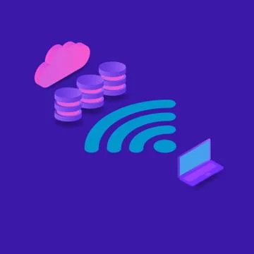 Connecting a computer using the Internet. Stock Illustration