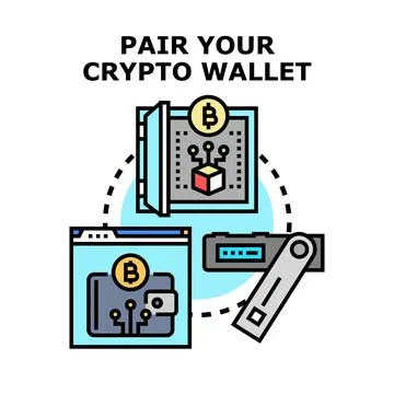 Connecting cryptocurrency wallets for secure online transactions Stock Illustration