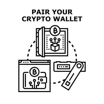 Connecting cryptocurrency wallets for secure online transactions Stock Illustration