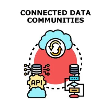 Connecting data communities through cloud technology api integration イラスト素材