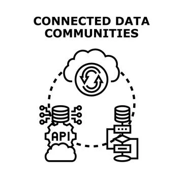 Connecting data communities through cloud technology api integration Stock Illustration
