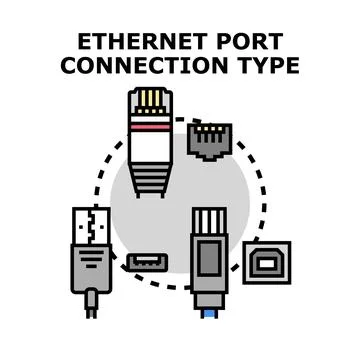 Connecting data network port types vector illustration Stock Illustration