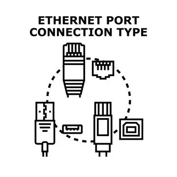 Connecting data network port types vector illustration Stock Illustration