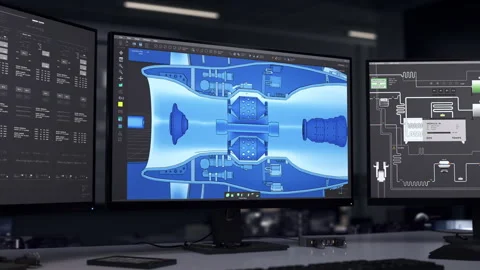 Connecting Details Of Turbine Motor In Program For Heavy Machinery Assembly Stock Footage 311986351