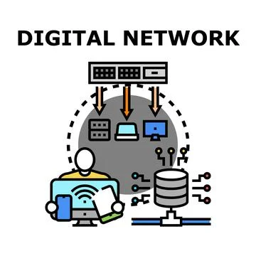 Connecting devices in a global digital network Stock Illustration