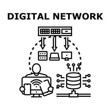 Connecting devices in a global digital network Stock Illustration
