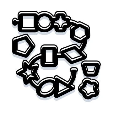 Connecting different geometric shapes forming a chain system Stock Illustration