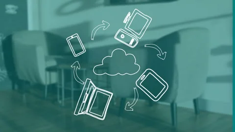 Connecting digital devices, cloud computing concept with arrows in animation Stock Footage 306241333