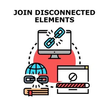 Connecting disconnected digital elements linking information and resources Stock Illustration