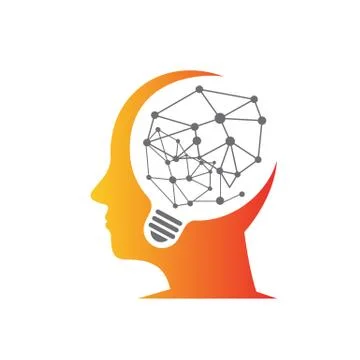 Connecting Dot Tech Idea Bulb logo design vector concept Stock Illustration