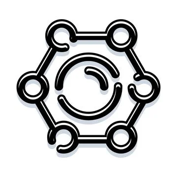 Connecting dots forming geometric hexagon network icon Stock Illustration