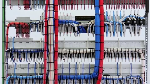 Connecting electrical modules using copper insulated electrical wires Stock Footage 338411360