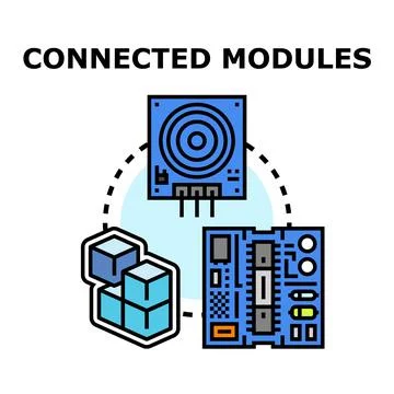 Connecting electronic technology modules system integration concept Stock Illustration