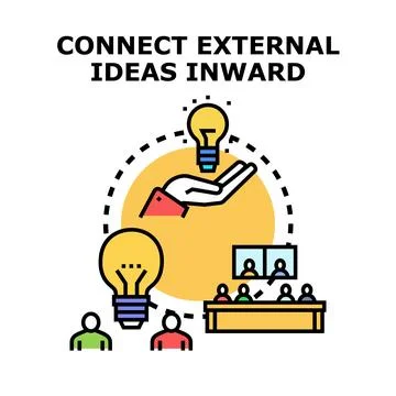Connecting external ideas inward concept vector illustration Stock Illustration