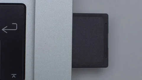 Connecting flash cards to the notebook Stock-Footage 84827294