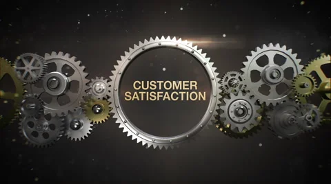 Connecting Gear wheels, and make keyword, 'CUSTOMER SATISFACTION' Stock Footage 62680143