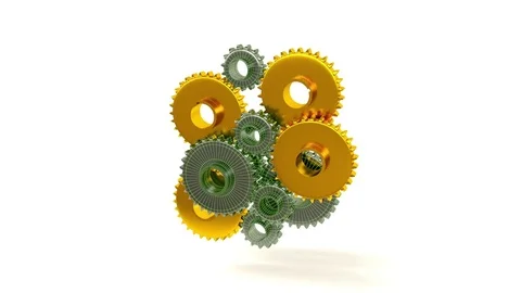 Connecting Gears, 3d render Stock Footage 71978518