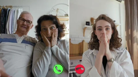 Connecting generations through an online call in a friendly conference Stock Footage 305519177