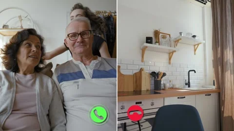 Connecting generations through online calls and real-life moments Stock Footage 305521069