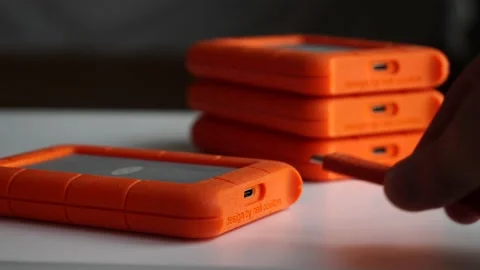 Connecting the hard drive. Stock Footage 154532030