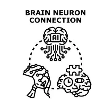 Connecting human brain with artificial intelligence concept 스톡 일러스트