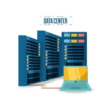 Connecting information with data center Stock Illustration