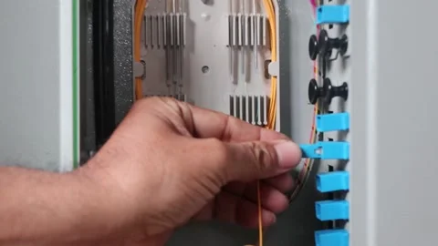 Connecting the internet network with fiber optic cables Stock Footage 289269516