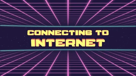 Connecting to Internet Title Animated Retro Futuristic 80s 90s Style. Animation Stock Footage 185610130