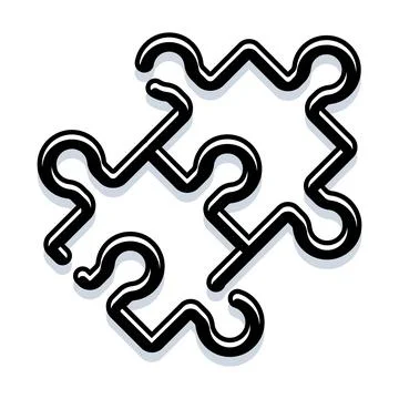 Connecting jigsaw puzzle pieces finding problem solutions Stock Illustration
