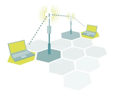 Connecting laptops / wireless simple network communication Stock Illustration