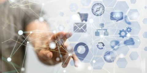 Connecting lines and dots.Big data visualization 스톡 사진