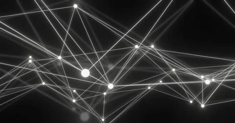 Connecting lines and glowing nodes forming network animation on black background Stock Footage 310979345