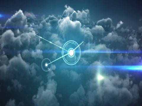Connecting lines through smoky clouds and bright sunlight Stock Footage
