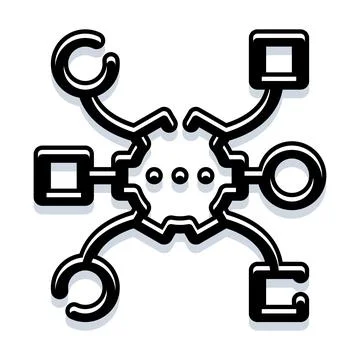 Connecting microchips creating complex network systems Stock Illustration